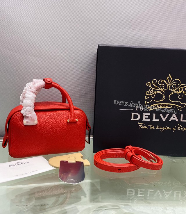 Delvaux全新系列珊瑚紅CoolBox手袋 德爾沃專櫃Nano尺碼體閑無縫手提女包 bxs1186